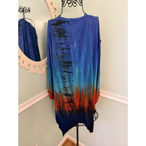 Art of Cloth Top Medium Art Lagenlook Asymmetrical Hem Tunic Tee USA Artsy - Picture 5 of 6